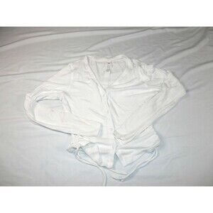 Lululemon Athletica White Button Front Long Sleeve Top w/ Side Ties Women's Sz 4